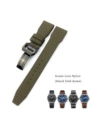 20/21/22mm High Quality Calfskin Leather Nylon Watch Strap Fit For IWC Pilot SPITFIRE MARK18 PORTOFINO Best Gun IW3777 Watchband