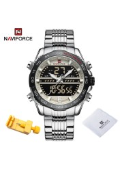 Luxury Brand NAVIFORCE Digital Men Sports Watch Steel Band Waterproof Chronograph Luminous Alarm Clock Quartz Male Wristwatch