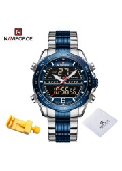 Luxury Brand NAVIFORCE Digital Men Sports Watch Steel Band Waterproof Chronograph Luminous Alarm Clock Quartz Male Wristwatch