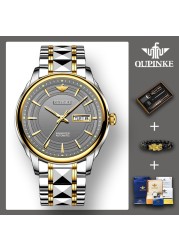 OUPINKE Business Automatic Mechanical Watch for Men Waterproof Tungsten Steel Strap Full Automatic Top Brand Men Wristwatches