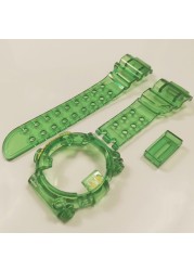 DW8200 Watchband Ice Bezel Transparent Watchband and Cover Customize Colorful Silicone Bracelet Replacement for DW8200 with Tools