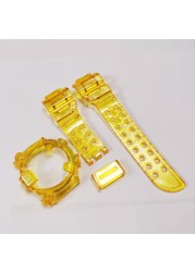 DW8200 Watchband Ice Bezel Transparent Watchband and Cover Customize Colorful Silicone Bracelet Replacement for DW8200 with Tools