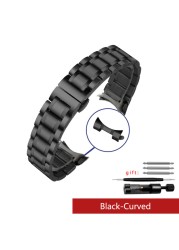 Curved End Stainless Steel Watchband Bracelet Watch Straps 16mm 17mm 18mm 19mm 20mm 21mm 22mm 23mm 24mm Steel Banding Bracelet