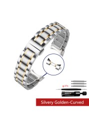 Curved End Stainless Steel Watchband Bracelet Watch Straps 16mm 17mm 18mm 19mm 20mm 21mm 22mm 23mm 24mm Steel Banding Bracelet