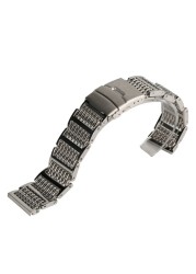 Luxury Silver/Black 20/22/24mm Mesh Stainless Steel Watch Band Adjustable Fold Clasp Men Watches Strap Replacement Bracelet