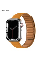 Silicone Suitable for Apple Watch Band Leather Link 44mm 45mm iWatch Series 7 6 SE 5 4 3 Watch Strap Bracelet 42mm 38mm Wristband