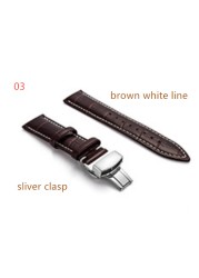 Genuine Leather Watch Band Strap Stainless Steel Butterfly Clasp 14mm 15mm 16mm 17mm 18mm 19mm 20m 21mm 22mm 24mm Watchband Tool
