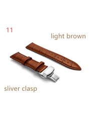 Genuine Leather Watch Band Strap Stainless Steel Butterfly Clasp 14mm 15mm 16mm 17mm 18mm 19mm 20m 21mm 22mm 24mm Watchband Tool