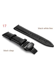 Genuine Leather Watch Band Strap Stainless Steel Butterfly Clasp 14mm 15mm 16mm 17mm 18mm 19mm 20m 21mm 22mm 24mm Watchband Tool