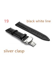 Genuine Leather Watch Band Strap Stainless Steel Butterfly Clasp 14mm 15mm 16mm 17mm 18mm 19mm 20m 21mm 22mm 24mm Watchband Tool