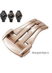 16mm 18mm 20mm Pointed Deployment Buckle for Omega Rubber Leather Watch Strap Black Rose Gold Stainless Steel Butterfly Clasp