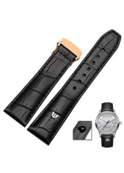 ل موريس LACROIX Eliros watchband الطبقة الأولى جلد العجل 20 مللي متر 22 مللي متر مع للطي مشبك أسود براون البقر جلد طبيعي حزام