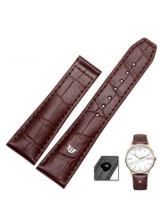 For Morris LACROIX Eliros watchband first layer calf leather 20mm 22mm with folding buckle black brown cow genuine leather strap