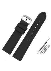 Canvas Leather Bottom Watch Band Replacement For Tissot For Seiko Nylon Strap For Timex Watch Accessories 18mm 20mm 21mm 23mm