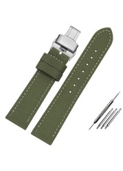 Canvas Leather Bottom Watch Band Replacement For Tissot For Seiko Nylon Strap For Timex Watch Accessories 18mm 20mm 21mm 23mm