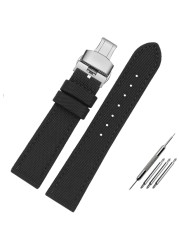 Canvas Leather Bottom Watch Band Replacement For Tissot For Seiko Nylon Strap For Timex Watch Accessories 18mm 20mm 21mm 23mm