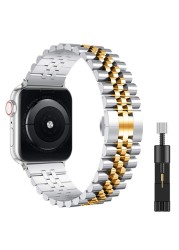 Metal Strap for Apple Watch 7 45mm 41mm Series 6 5 4 SE 44mm 40mm Stainless Steel Bracelet Wristband for iwatch 3 2 1 42mm 38mm