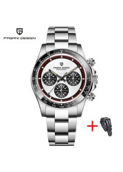 PAGANI new design classic men's quartz watch ceramic bezel stainless steel waterproof clock luxury sapphire glass chronograph