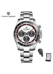 PAGANI new design classic men's quartz watch ceramic bezel stainless steel waterproof clock luxury sapphire glass chronograph