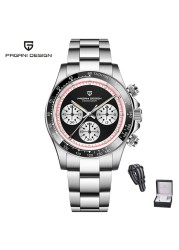 PAGANI new design classic men's quartz watch ceramic bezel stainless steel waterproof clock luxury sapphire glass chronograph