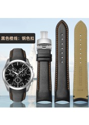 Genuine Calfskin Watchband Watch Band Strap For Tissot Couturier T035 T035617 627 T035439 Watch Band 22/23/24mm Brush Buckle