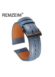 Calf leather watch strap 20mm 22mm quick release watchband for women men watch accessories solid buckle blue red green