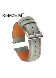 Calf leather watch strap 20mm 22mm quick release watchband for women men watch accessories solid buckle blue red green