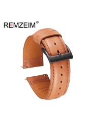 Calf leather watch strap 20mm 22mm quick release watchband for women men watch accessories solid buckle blue red green