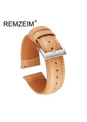 Calf leather watch strap 20mm 22mm quick release watchband for women men watch accessories solid buckle blue red green