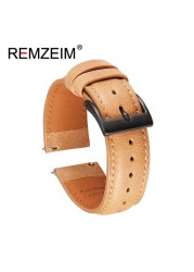 Calf leather watch strap 20mm 22mm quick release watchband for women men watch accessories solid buckle blue red green