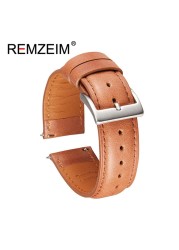 Calf leather watch strap 20mm 22mm quick release watchband for women men watch accessories solid buckle blue red green