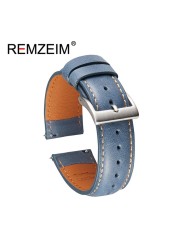 Calf leather watch strap 20mm 22mm quick release watchband for women men watch accessories solid buckle blue red green