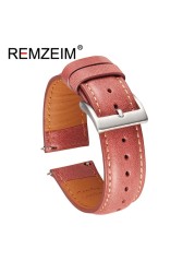 Calf leather watch strap 20mm 22mm quick release watchband for women men watch accessories solid buckle blue red green