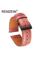 Calf leather watch strap 20mm 22mm quick release watchband for women men watch accessories solid buckle blue red green