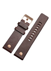 Genuine Leather Watchband Bracelet 22 24 26 28 30mm Watch Strap with Rivet for Diesel DZ7406 DZT2009 DZ7413 DZ7257 Watch Band