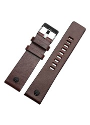 Genuine Leather Watchband Bracelet 22 24 26 28 30mm Watch Strap with Rivet for Diesel DZ7406 DZT2009 DZ7413 DZ7257 Watch Band