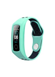 For Huawei Honor Band 4 / 5 Strap Two Colors Silicone Sport Wristband Replacement Band 5 Sport Bracelet Honor Band 5 Watches