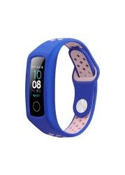 For Huawei Honor Band 4 / 5 Strap Two Colors Silicone Sport Wristband Replacement Band 5 Sport Bracelet Honor Band 5 Watches