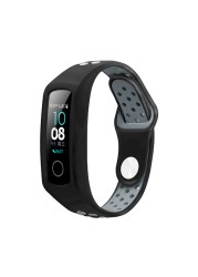 For Huawei Honor Band 4 / 5 Strap Two Colors Silicone Sport Wristband Replacement Band 5 Sport Bracelet Honor Band 5 Watches