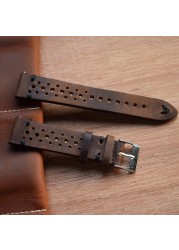 Retro Genuine Leather Watchband 18mm 20mm 22mm 24mm Calfskin Watch Straps Breathable Breathable Handmade Stitching For Men