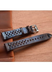 Retro Genuine Leather Watchband 18mm 20mm 22mm 24mm Calfskin Watch Straps Breathable Breathable Handmade Stitching For Men