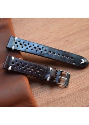 Retro Genuine Leather Watchband 18mm 20mm 22mm 24mm Calfskin Watch Straps Breathable Breathable Handmade Stitching For Men