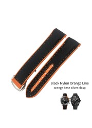 20mm 21mm 22mm Nylon Rubber Leather Watch Band Fit For Omega 300 Planet Ocean 600 Black Canvas Orange Silicone Strap