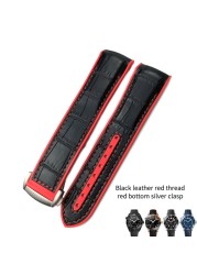 20mm 21mm 22mm Nylon Rubber Leather Watch Band Fit For Omega 300 Planet Ocean 600 Black Canvas Orange Silicone Strap