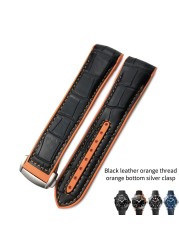 20mm 21mm 22mm Nylon Rubber Leather Watch Band Fit For Omega 300 Planet Ocean 600 Black Canvas Orange Silicone Strap