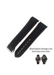 20mm 21mm 22mm Nylon Rubber Leather Watch Band Fit For Omega 300 Planet Ocean 600 Black Canvas Orange Silicone Strap