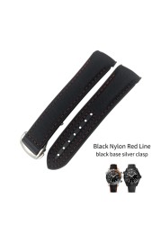 20mm 21mm 22mm Nylon Rubber Leather Watch Band Fit For Omega 300 Planet Ocean 600 Black Canvas Orange Silicone Strap