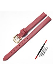 Genuine Leather Watch Bracelet for Women Fashion Watches Wristwatches Small Band 6mm 8mm 10mm 12mm Red White Color Small Strap