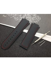 Luxury Brand Black 29*19mm Nature Silicone Rubber Watchband Watch Band For Hublot Strap For King Power Chain With Logo Tools