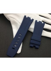 28mm Black Blue 15703 Nature Rubber Silicone Watchband Men Watch Strap Band for AP Watch Audemars & Piguet Strap Logo Tools